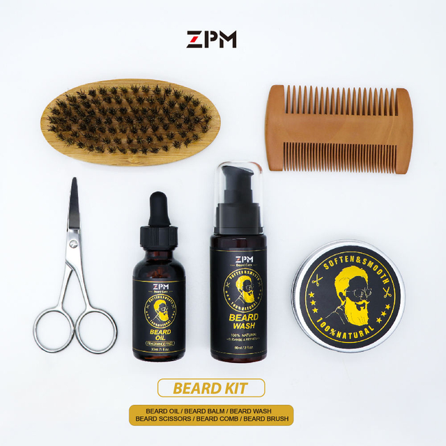 Isner Mile or ZPM brand Beard Balm Wax And Wooden Brush Beard Growth Grooming Kit For Beard Sharper