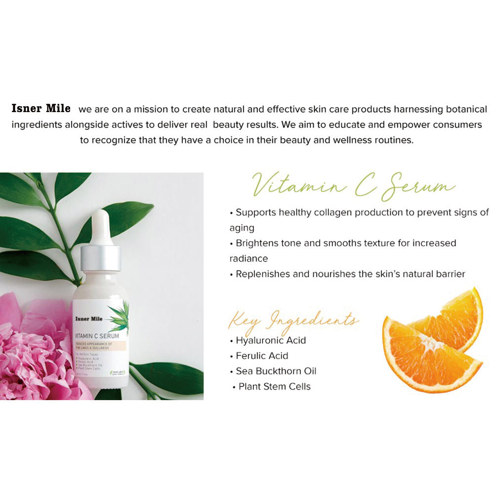 Isner Mile OEM/ODM Private Label Natural Pure Hyaluronic Acid Vit E Anti Wrinkle Restore Boost Collagen Serum for Face
