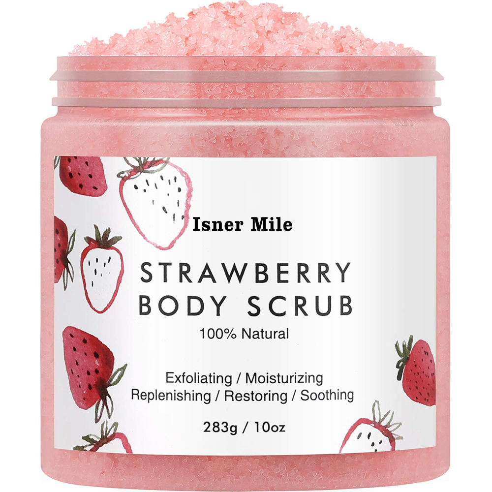 Isner Mile OEM/ODM Private Label Organic Dead Sea Salt Sweet Strawberry Exfoliating Moisturizing Nourishing Body Scrub