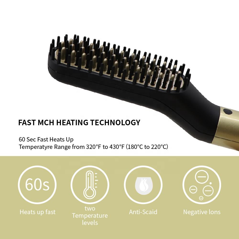 ZPM Men Hair Styler Beard Care Set Straightener Brush Comb Beard Oil Kit