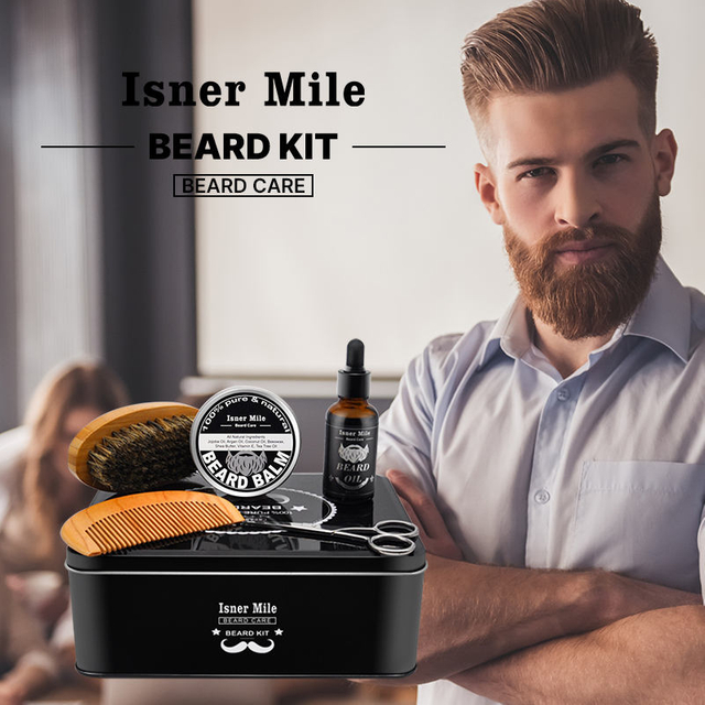 Mens Custom Logo Vegan Private Label Beard Set Beard Care Grooming Kit