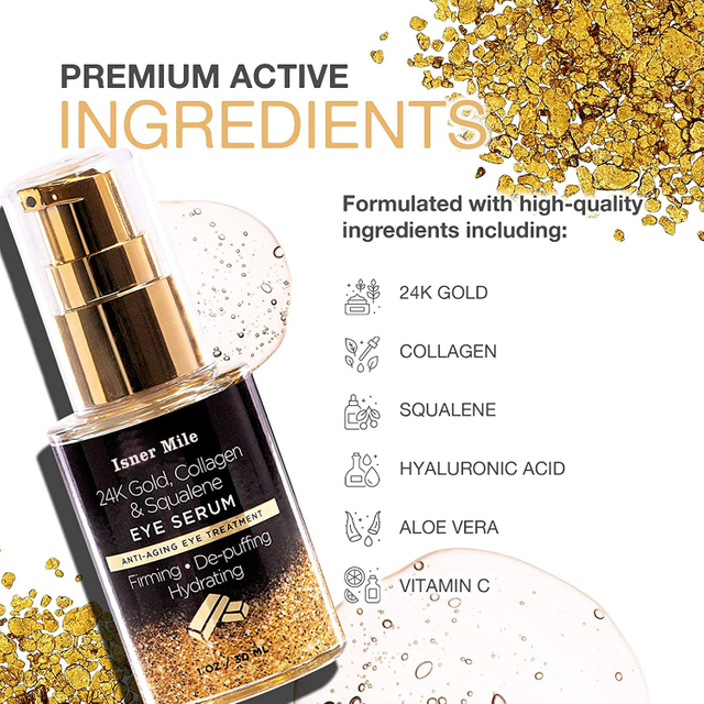 24K Gold Collagen Squalene Firming Anti Aging Wrinkle Eye Bags Serum