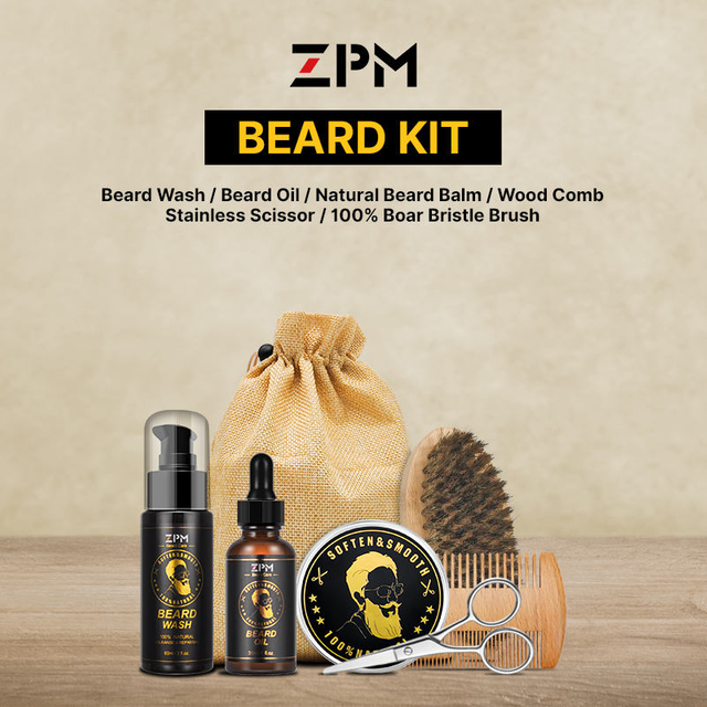 Private Label Beard Care Gift Set Beard Grooming Kit Men's Vegan Natural Gift Box Customized Package 3 Years 100 % Pure Nature