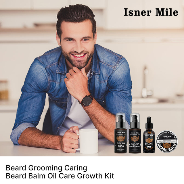 Beard Wash Conditioner Growth Care Set Beard Grooming Kit Natural Men 3 Years Argan Oil,jojoba Seed Oil 4 in 1 100 % Pure Nature