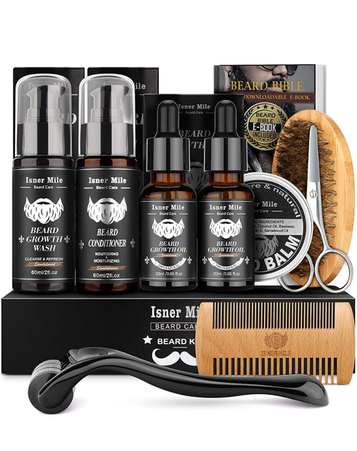 OEM Men Beard Growth Kit Growth Beard Oil Balm Serum Beard Care Grooming Kit