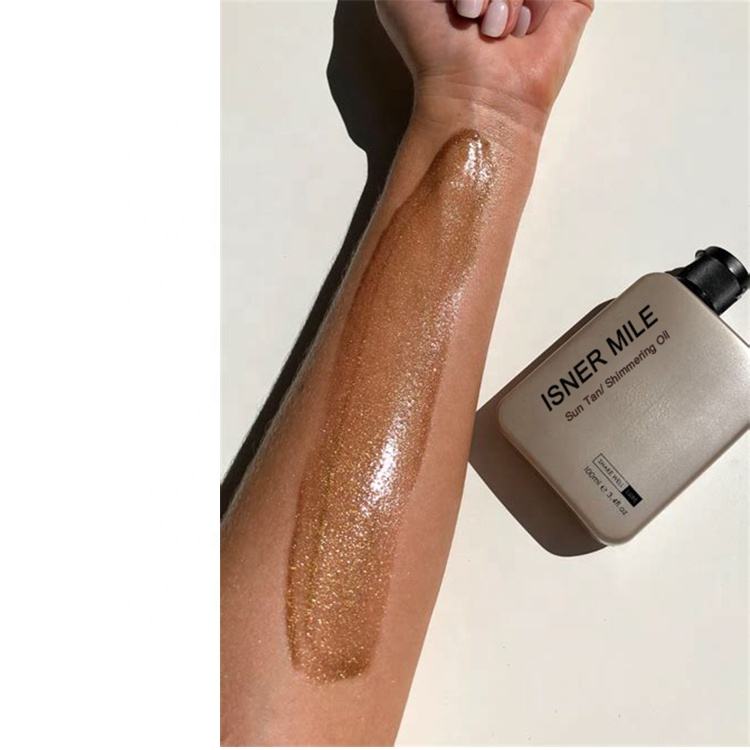 OEM Natural Shimmering Oil Dark Tanning Oil Brown Tanner Body with UV/UB SPF6