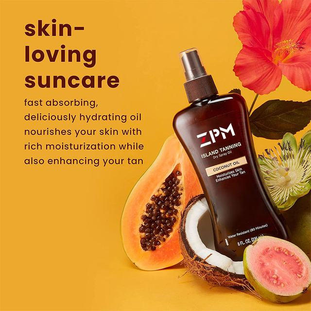 Private label island tanning oil spray self tan dark organic body tanning oil 236ml