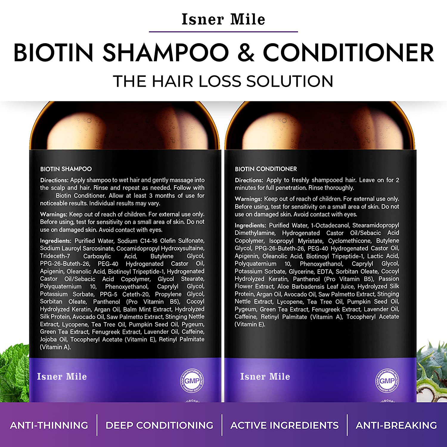 Private Label Natural Moisturizing Anti loss Hair Wash Vegan Hair Growth Biotin Shampoo And Conditioner Kit