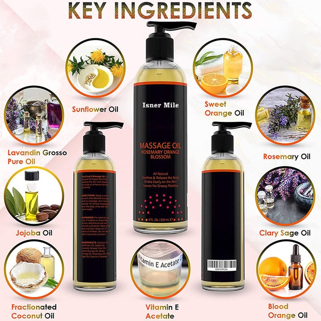 Herbal Enhances Stimulation Body Muscles Rosemary Orange Blossom Massage Oil for Couples