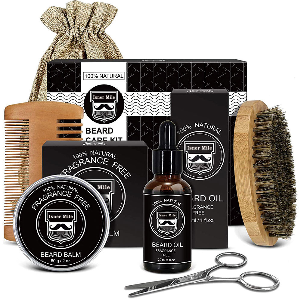 Isner Mile OEM/ODM Organic Beard Care Growth Grooming Kit Gifts Box Natural Private Label Men Personal Beard Hair Care Products