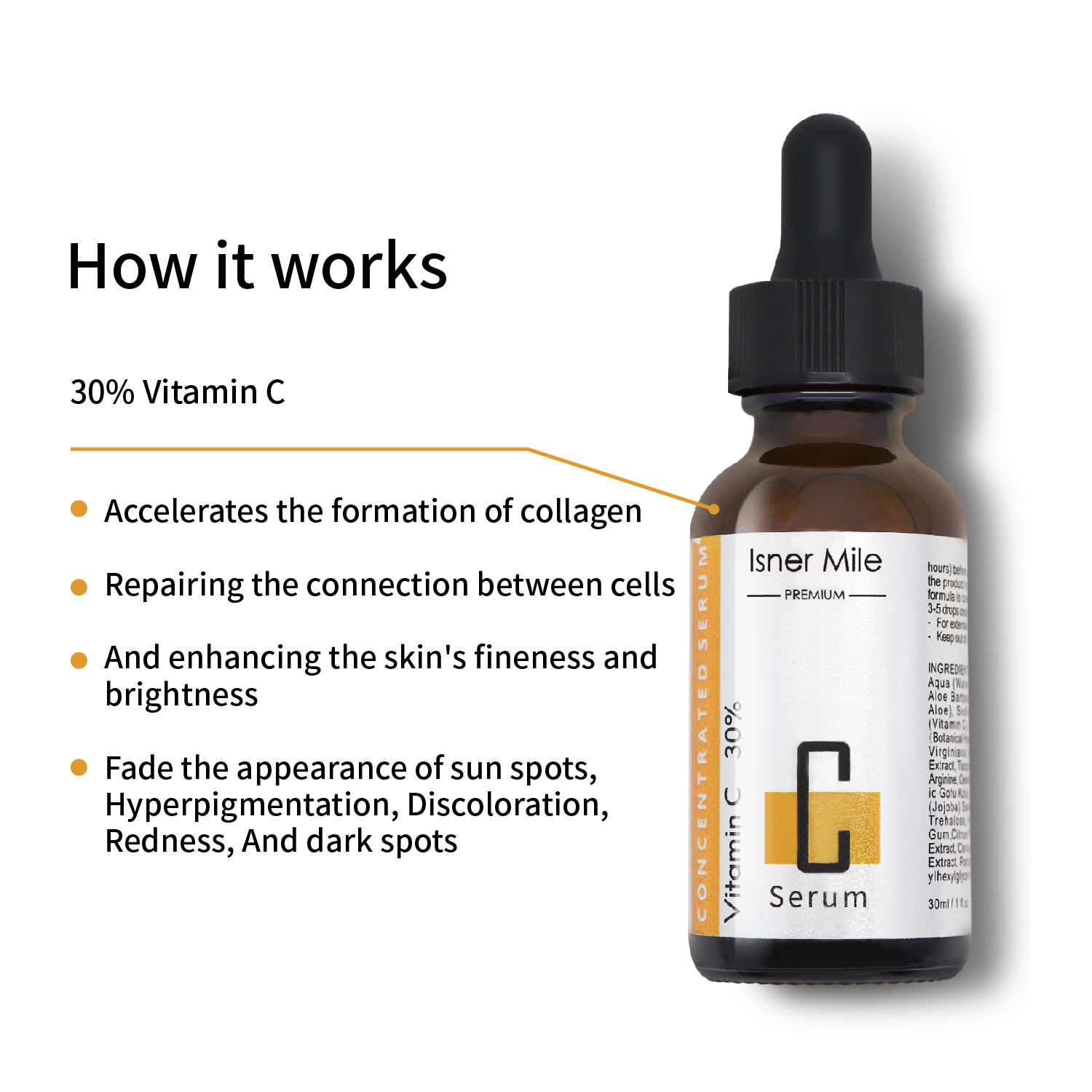 OEM/ODM 30% Vitamin C Organic Natural Hyaluronic Acid Anti-aging Skin Care Stem Cell Serum 30ML