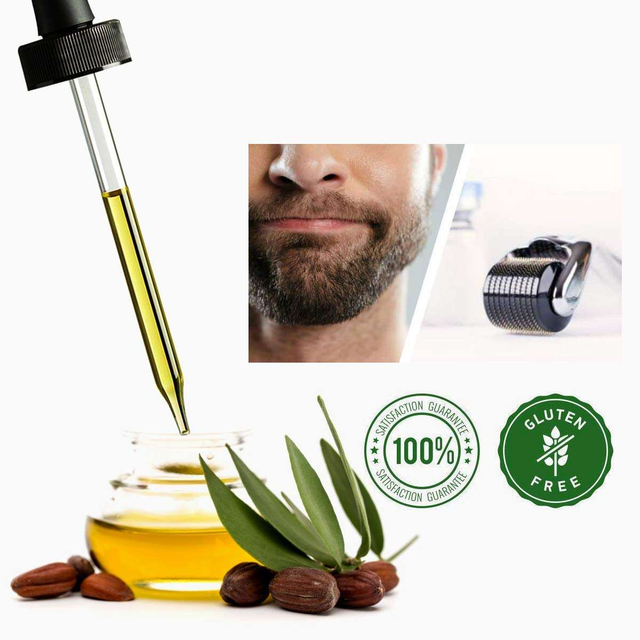 Customized Private Label Beard Growth Serum Growth Kit with Roller Prevent Hair Loss and Stimulates Beard Growth