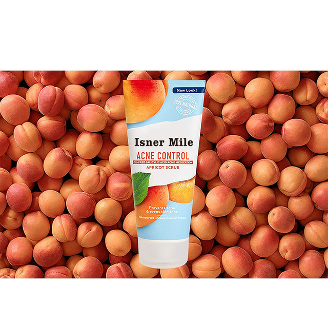 Private brand natural acne control apricot fruit body scrub whitening facial scrub