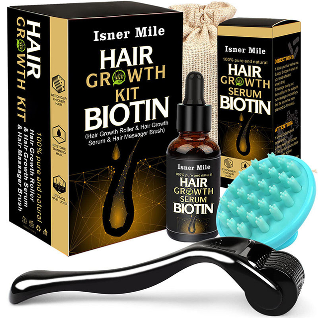 Private label argan biotin serum strengthen hair roots anti-hair loss solution hair growth kit