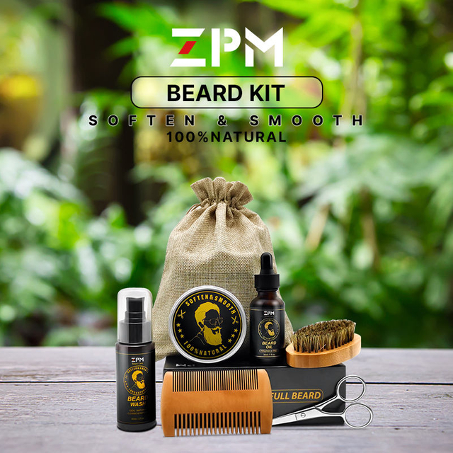 Mens Private Label Natural Beard Balm Wax Growth Oil Beard Grooming Care Kit