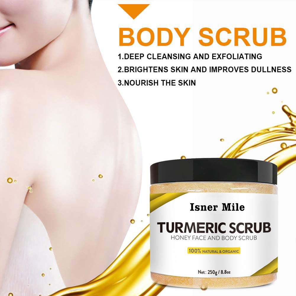 Natural Exfoliating Acne Treatment Glow Skin Moisturizing Brightening Bath Salt Scrubs Turmeric Body Facial Scrub
