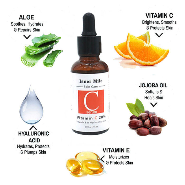 Powerful Vitamin C Serum Hyaluronic Acid Retinol VC Serum In stock Natural Ingredients Whitening for face OEM