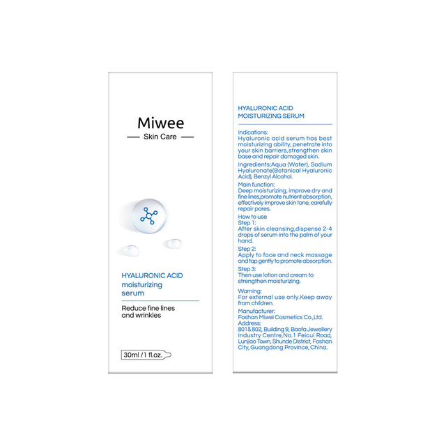 Organic skin care acne brightening lightening facial serum with hyaluronic acid