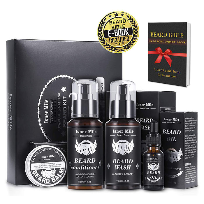 NEW Perfect Men's Beard Care Gift Set Beard Grooming Kit 4pcs Beard Oil, Balm, Wash & Conditioner OEM Grooming Kit