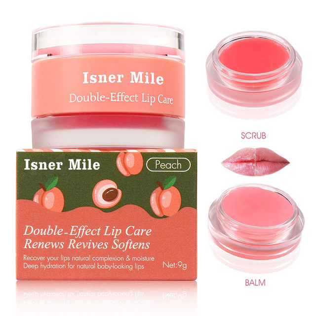 Private Label Custom peach moisturing lip scrub double-effect lip care hydrating lip sleeping mask