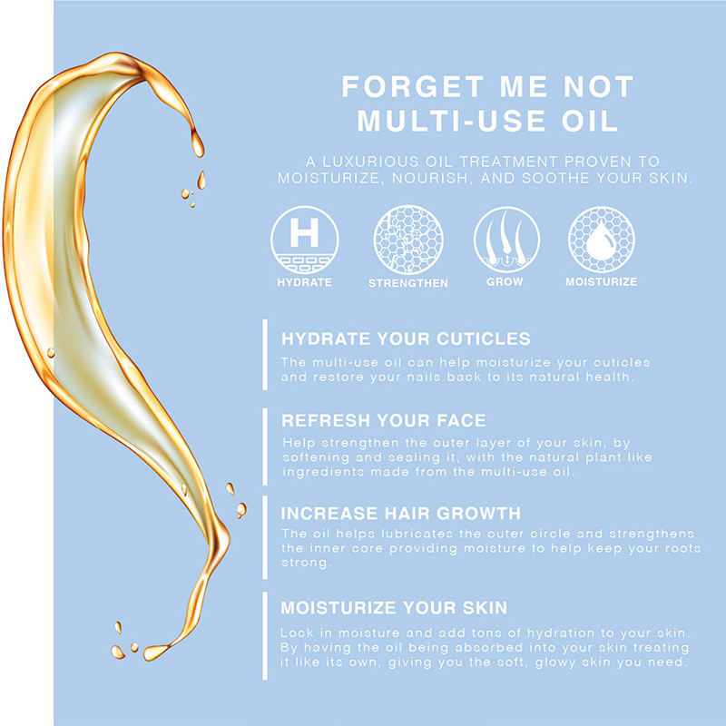 vegan muti-use body oil nourishing moisturizing forgot me not essential oil