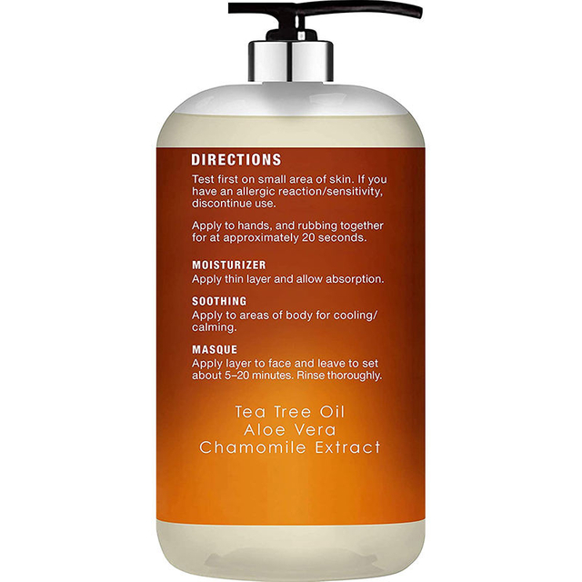 Pure Organic Natural Tea Tree Oil Hair Care Moisturizer Face After Sun Care Sunburn Aloe Vera Gel