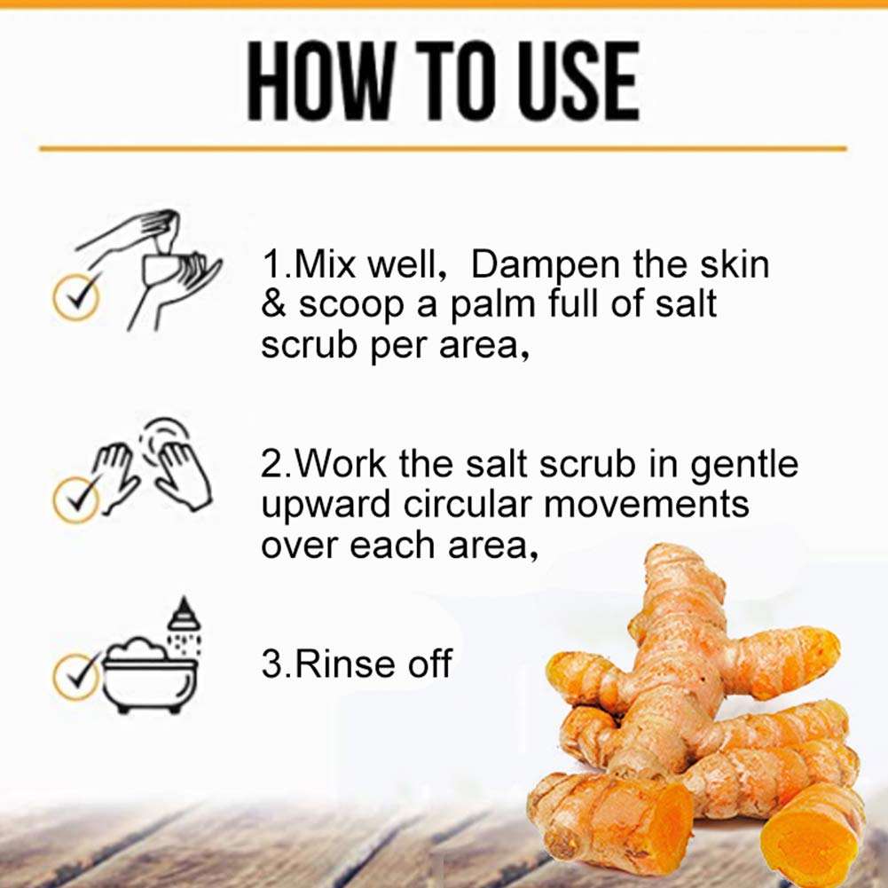 Natural Exfoliating Acne Treatment Glow Skin Moisturizing Brightening Bath Salt Scrubs Turmeric Body Facial Scrub