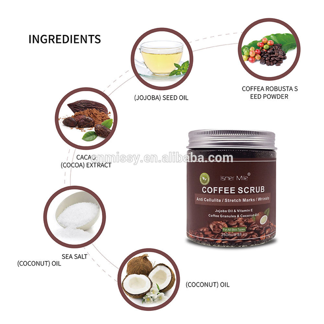 OEM Private Label 100% Natural Organic Spa Skin Whitening Body Arabica Coffee Scrub