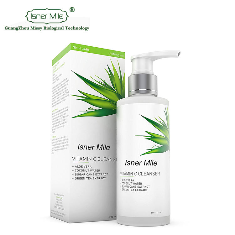 OEM/ODM Private label 200ml Anti Aging Wrinkle Reducing Gel Face Wash Natural Ingredients Aloe Vera Vitamin C Facial Cleanser