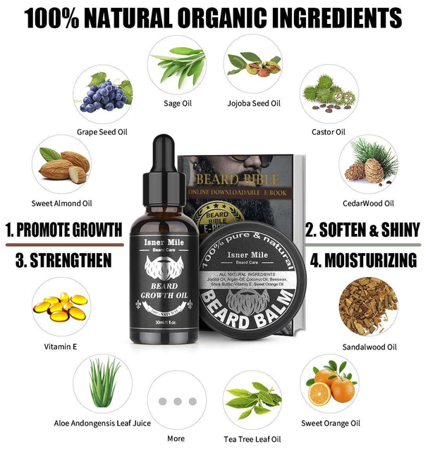 Men Beard Grooming Product Kit Private Label Beard Growth Roller Set