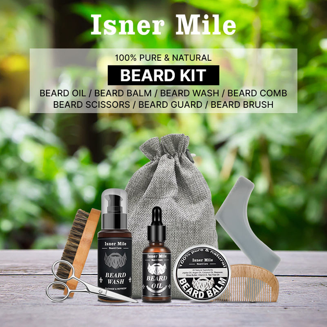Menl Beard Grooming Trimming Tool Complete Wash Gift Set Beard Care Growth Kit