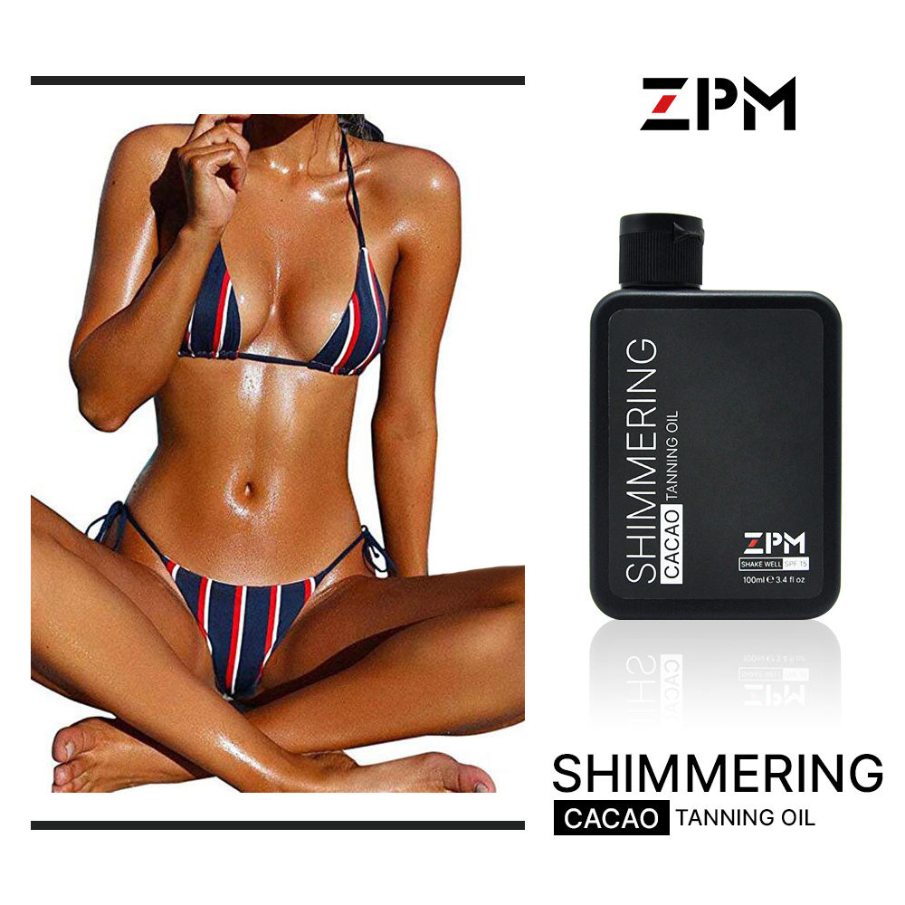 STOCK ZPM Cacao Shimmering Tanning Oil SPF15 Glow Sun Tan Body Oil