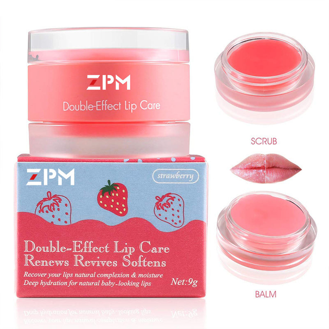 ZPM Custom strawberry double-effect lip care Lady moisturing lip scrub hydrating lip sleeping mask