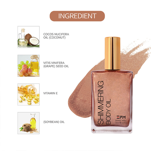 ZPM Shimmer Body Oil Shiny Sun Tanning Oil Luxe Sexy Body Sun Kissed Glow Different Shade