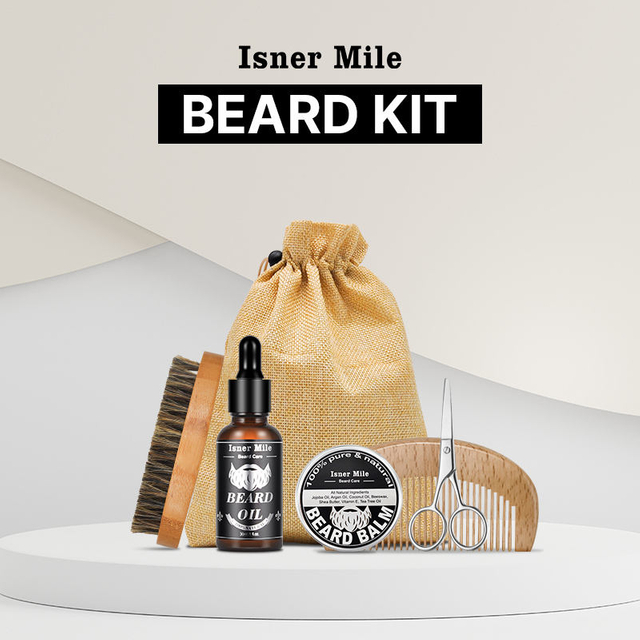 Beard Balm Wax Brush Beard Growth Grooming Kit For Men Beard Care Gift Set