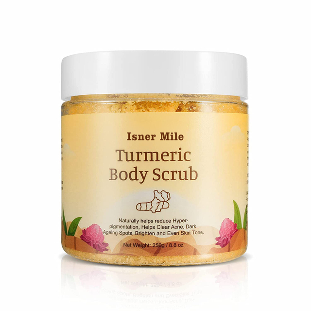 Organic Private Label Moisturizing Exfoliating Dead Sea Salt Turmeric Body Scrub