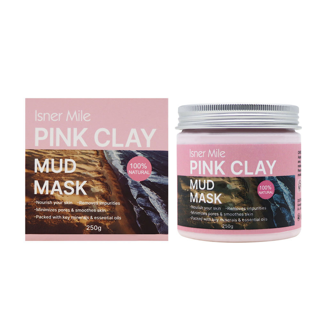 Organic Pink Clay Facial Mask Skin Care Brighten Pore Cleanser Face Mask