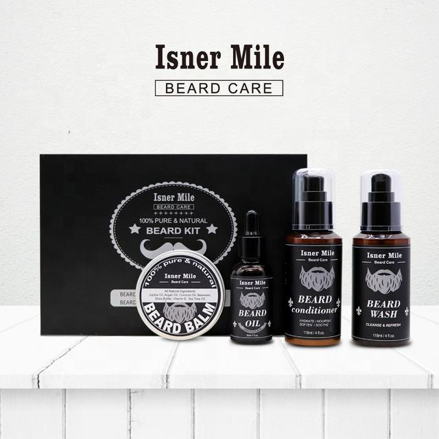 Men's Beard Grooming Care Moustache Kit with Beard Oil Wash Balm Condition