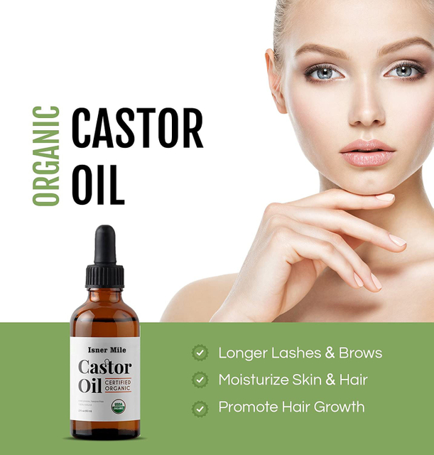 100% Pure Organic Cold Pressed Essential Oils Hair Growth Brow Lash Treatment Castor Oil OEM/ODM