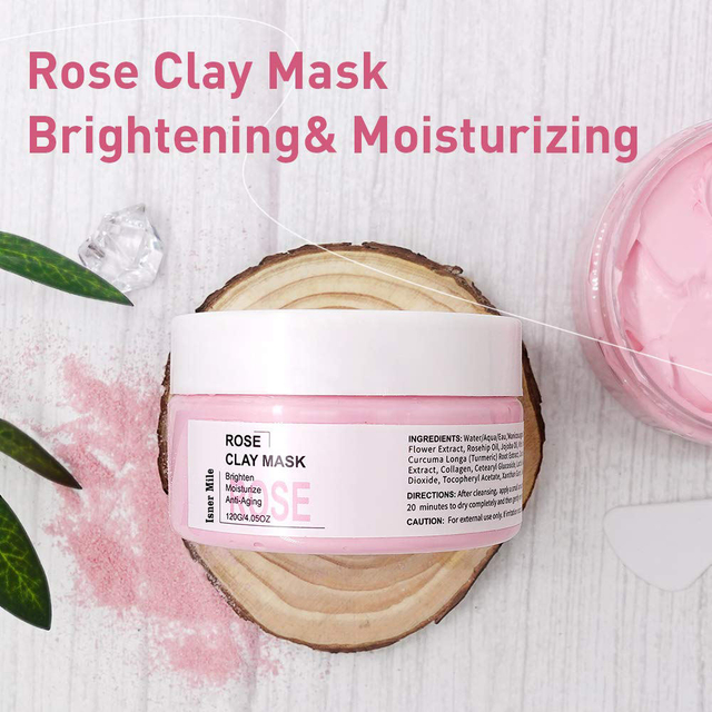 Hydrating Moisturizing Anti Aging Collagen Vitamin C Rose Pink Clay Facial Mask