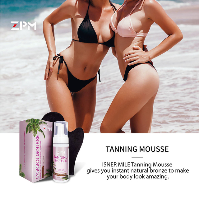 ZPM Deep Brown Self Tanning Mousse with Tanning Mitt Kit Set Sunless Tanning Foam with Waterproof Gloves 150ML