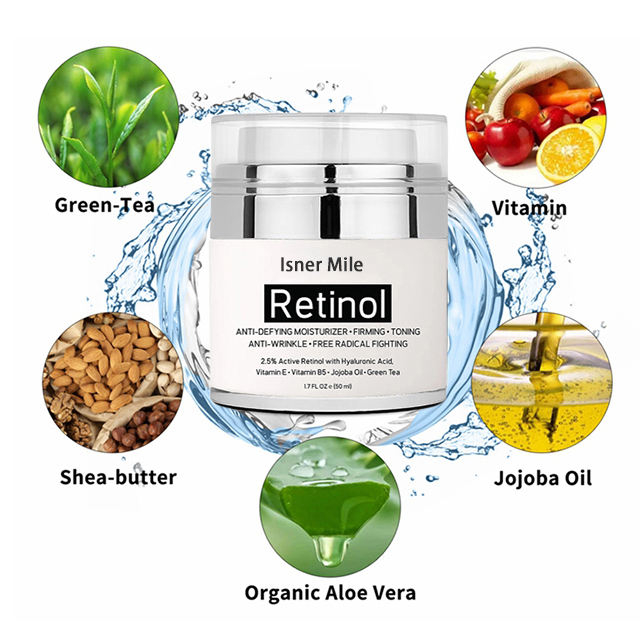 Natural Retinol Cream Anti Aging Wrinkle & Acne Face Moisturizer Cream Hyaluronic Acid Jojoba oil In stock OEM