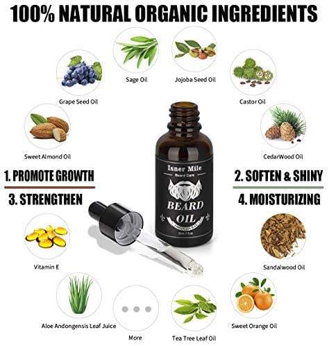 100% Natural Beard Growth Oil Mens Gift Set Castor Oil Serum Conditioner Grooming Kit