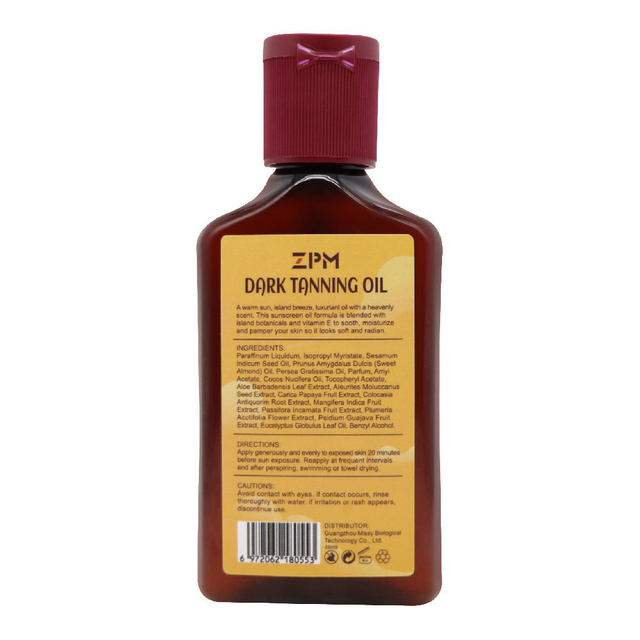 ZPM 100% Natural Outdoor Quick Dry Tanning Oil Deep Brown Dark Coconut SunTanning Oil 125ML