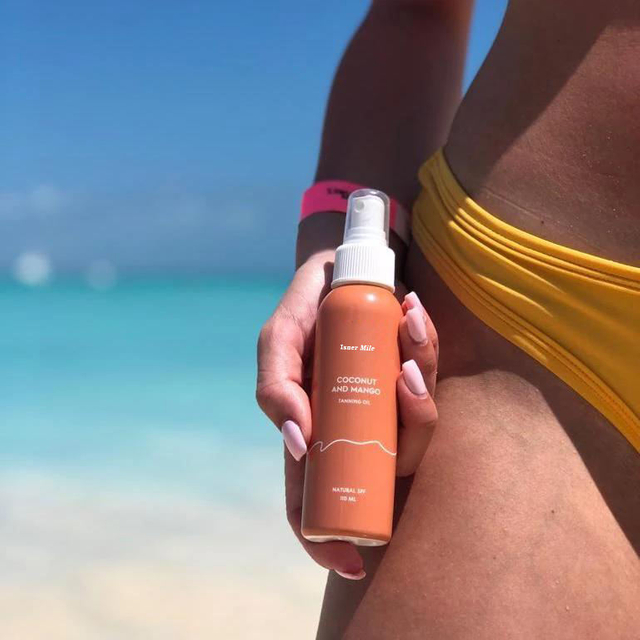 Nature SPF 4 private label deeply soothing moisturizing glow body tan coconut mango tanning oil