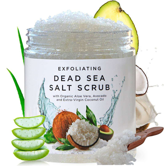 100% Vegan Organic Jojoba Oil Vitamin E Nourish Deep Cleansing Dead Sea Salt Exfoliating Body Scrub