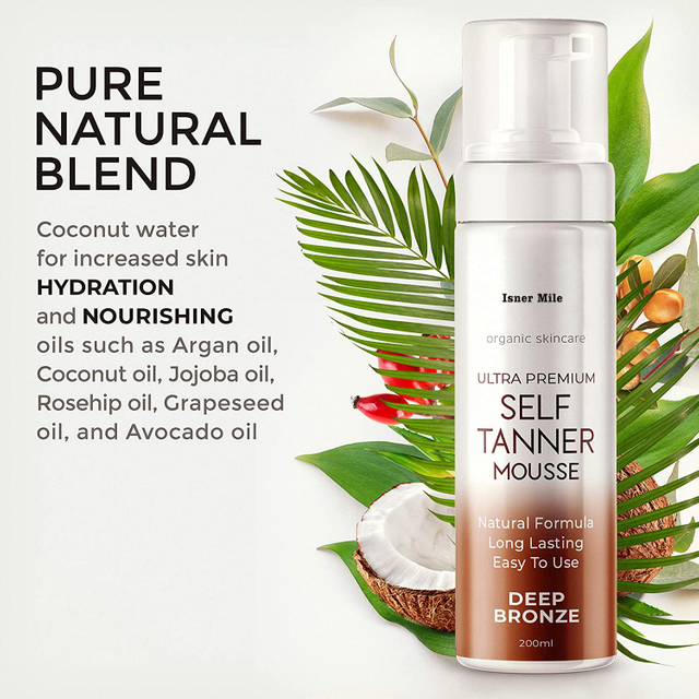 Organic Sunless Taner Darker Bronzer Tan Foam Skin Body Deep Self Tanner Tanning Mousse
