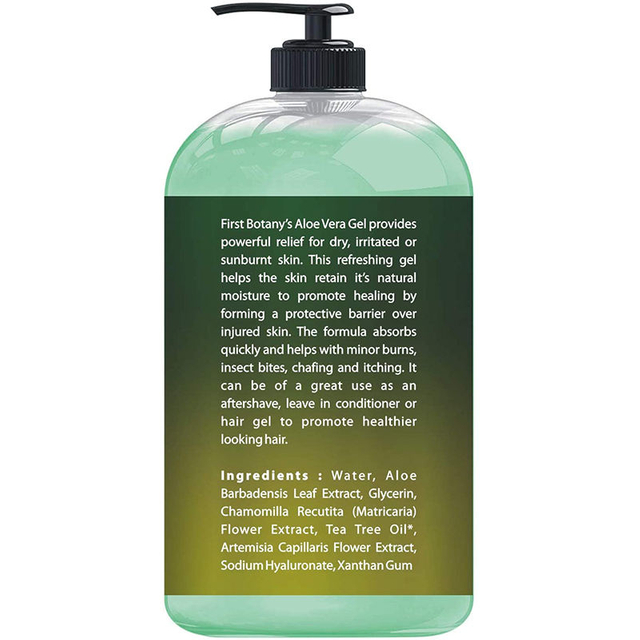 Organic natural moisturizer skin care hair care sunburn tea tree oil soothing aloe vera gel