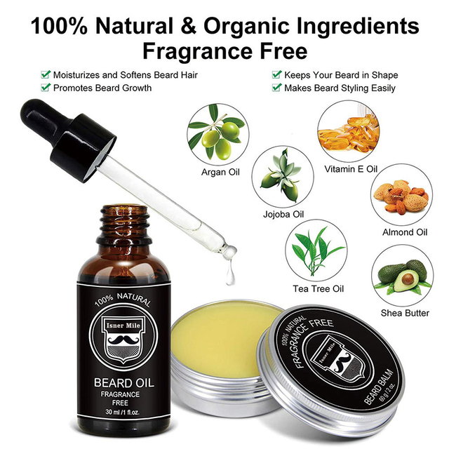 Isner Mile OEM/ODM Organic Beard Care Growth Grooming Kit Gifts Box Natural Private Label Men Personal Beard Hair Care Products