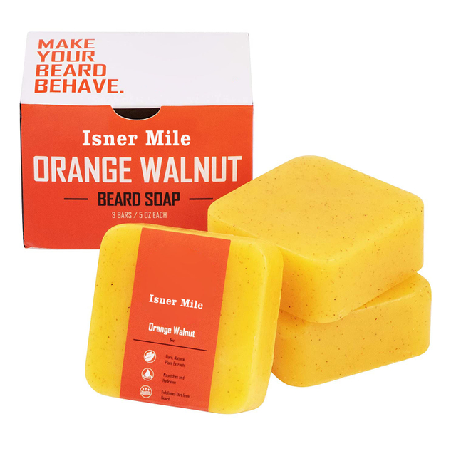 Custom logo private label orange walnut beard shampoo conditioner soap beard wash soap